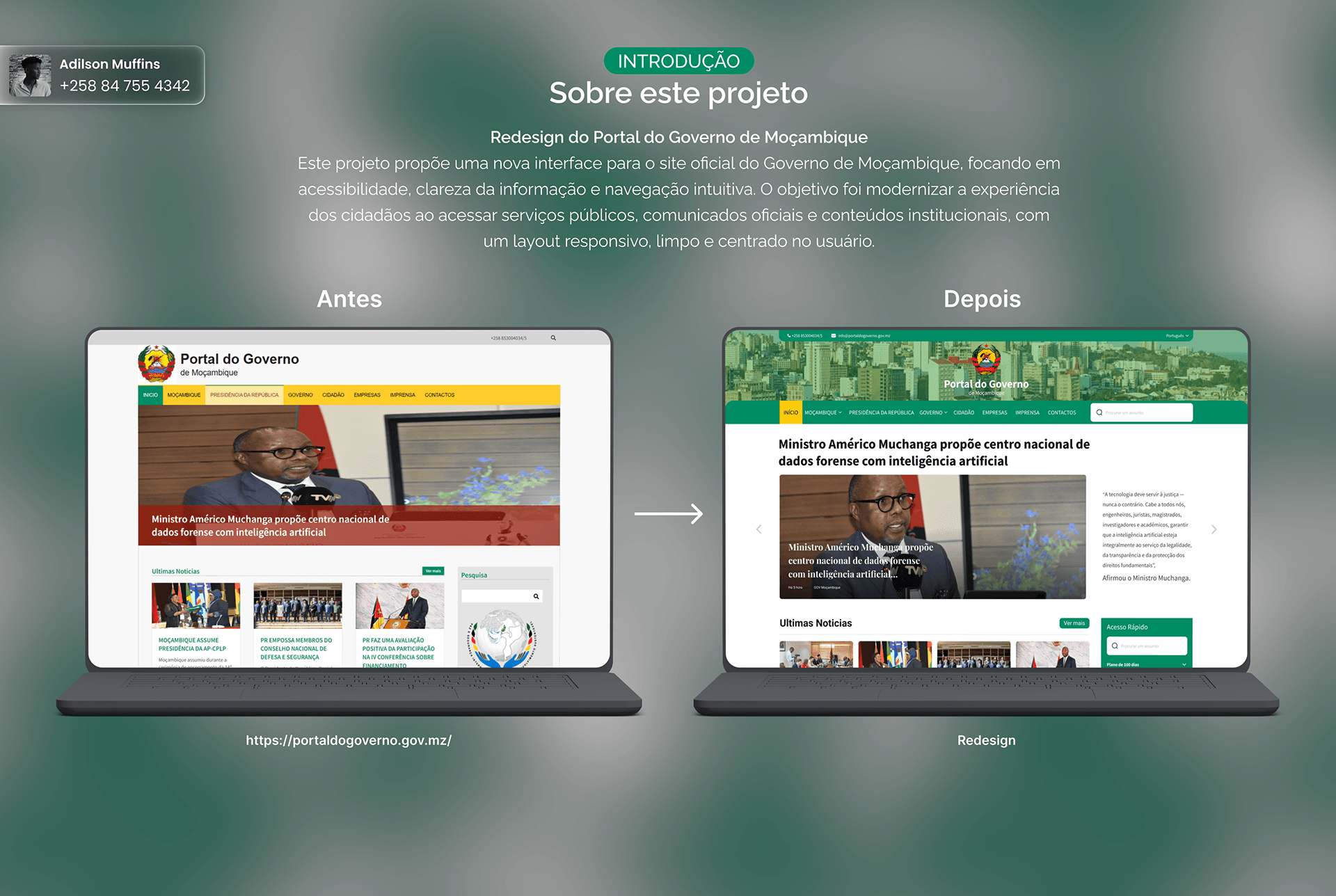 Capa do projecto Portal do Governo de Moçambique: Redesenhar o acesso à informação pública